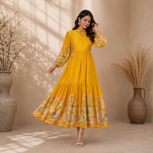 Marigold Bloom Maxi Dress
