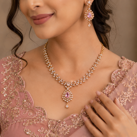 Rosé Blossom Crystal Necklace