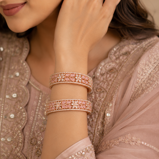 Rosé Blossom Crystal Bangles