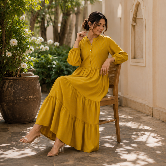 Saffron Whisper Maxi Dress