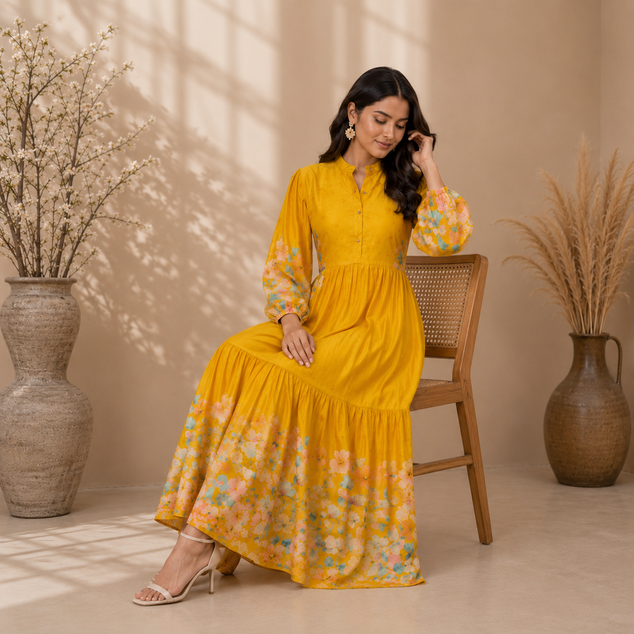 Marigold Bloom Maxi Dress