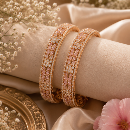 Rosé Blossom Crystal Bangles